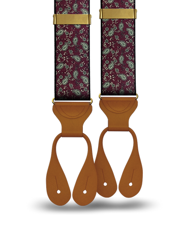 Spruce Paisley Suspenders - Maroon