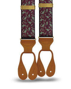 Spruce Paisley Suspenders - Maroon