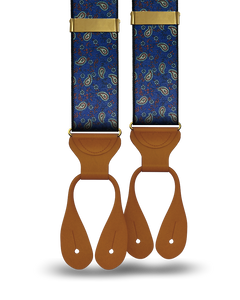 Spruce Paisley Suspenders - Navy