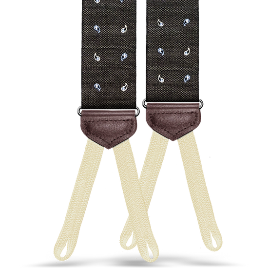 Limited Edition<br>Wadhams Paisley Spot Silk Suspenders - Brown - KK & Jay Supply Co.