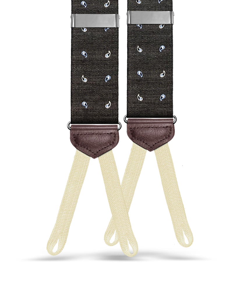 Limited Edition<br>Wadhams Paisley Spot Silk Suspenders - Brown - KK & Jay Supply Co.