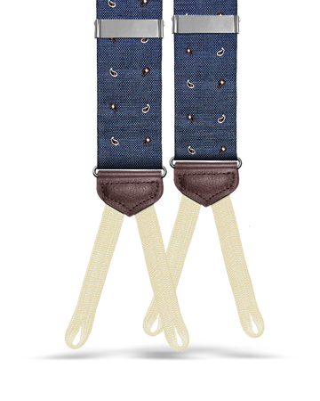 Limited Edition<br>Wadhams Paisley Spot Silk Suspenders - Navy - KK & Jay Supply Co.