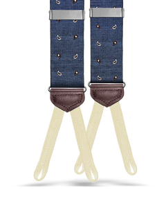 Limited Edition<br>Wadhams Paisley Spot Silk Suspenders - Navy