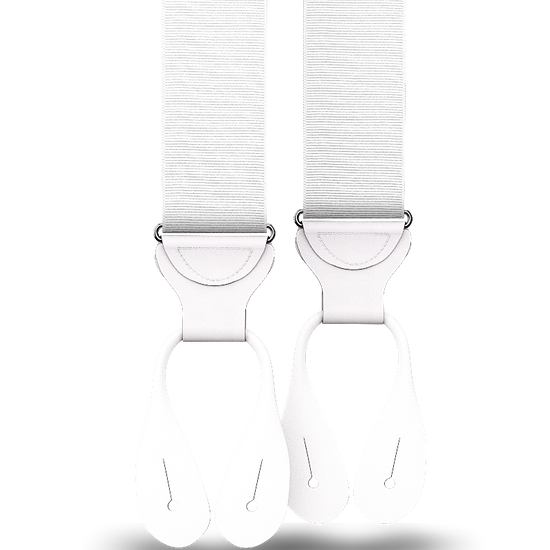 White Grosgrain Suspenders - KK & Jay Supply Co.
