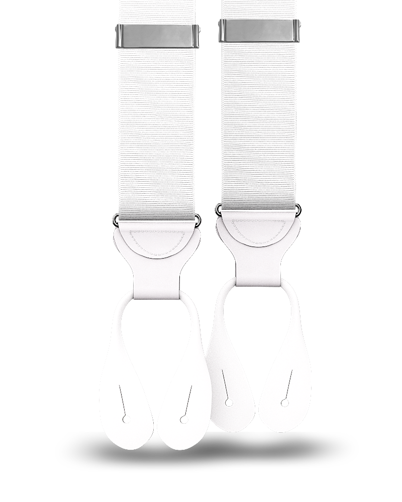 White Grosgrain Suspenders - KK & Jay Supply Co.