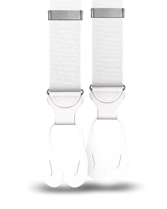 White Grosgrain Suspenders - KK & Jay Supply Co.
