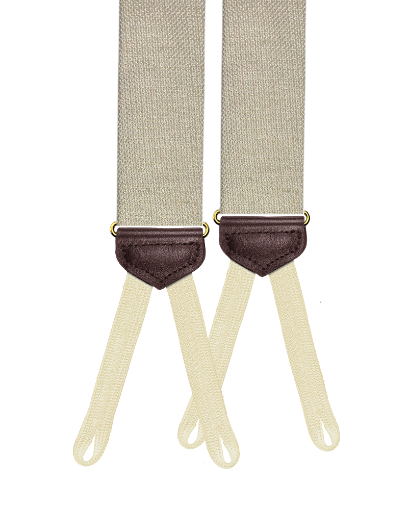 Limited Edition<br>Willow Silk Linen Suspenders - Beige - KK & Jay Supply Co.