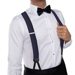 Navy Silk Braided End Suspenders - KK & Jay Supply Co.