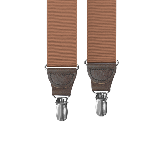 Coffee Grosgrain Clip-on Suspenders - KK & Jay Supply Co.