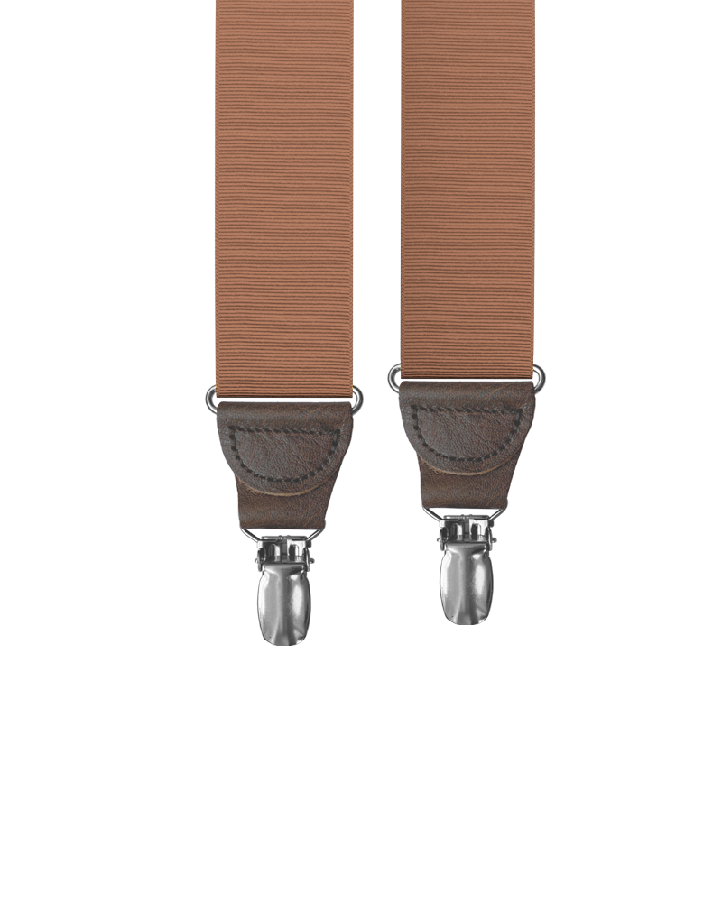 Coffee Grosgrain Clip-on Suspenders - KK & Jay Supply Co.