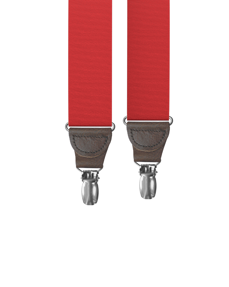 Cranberry Grosgrain Clip-on Suspenders - KK & Jay Supply Co.