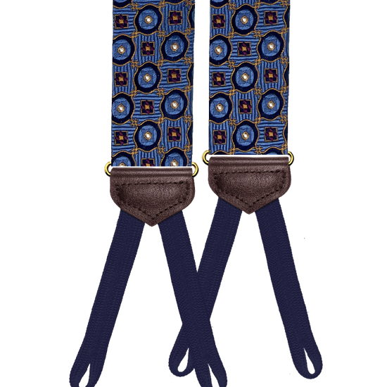 Limited Edition<br>Crowninshield Blue Silk Suspenders - KK & Jay Supply Co.
