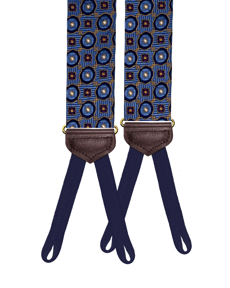 Limited Edition<br>Crowninshield Blue Silk Suspenders - KK & Jay Supply Co.