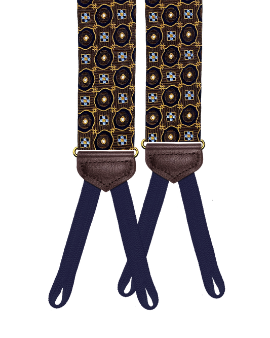 Limited Edition<br>Crowninshield Brown Silk Suspenders - KK & Jay Supply Co.