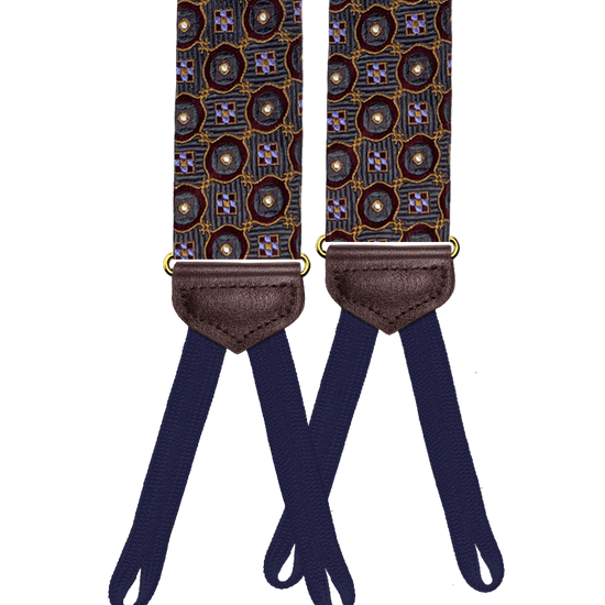 Limited Edition<br>Crowninshield Grey Silk Suspenders - KK & Jay Supply Co.