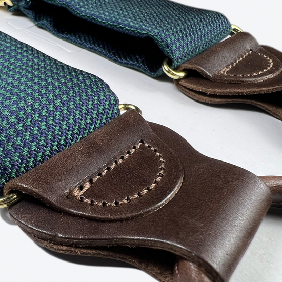 Fowler Puppytooth Silk Suspenders - Green - KK & Jay Supply Co.