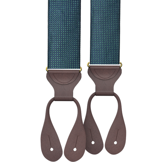 Fowler Puppytooth Silk Suspenders - Green - KK & Jay Supply Co.