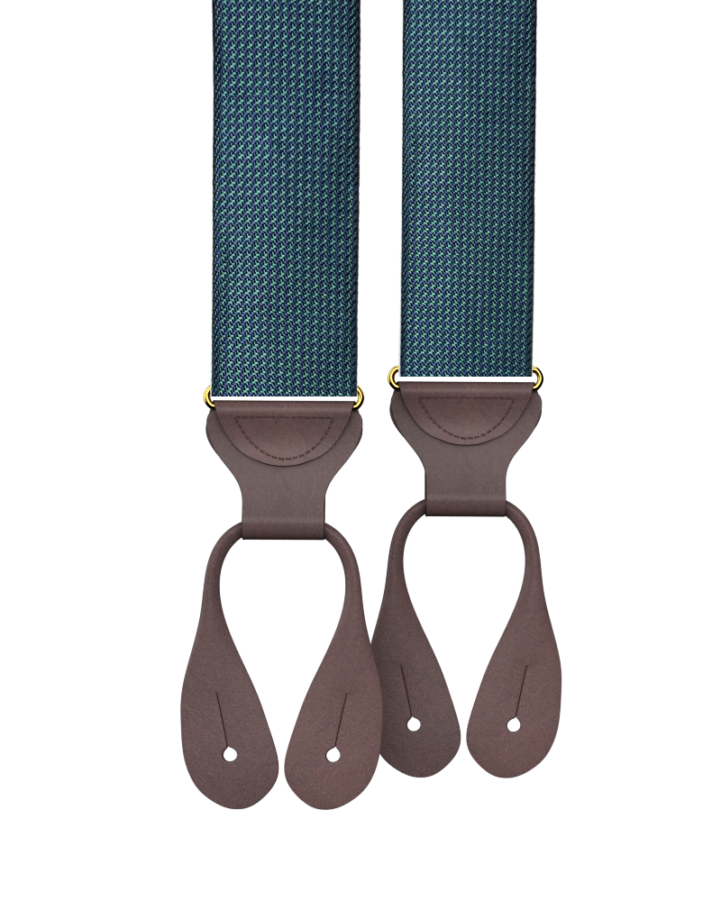 Fowler Puppytooth Silk Suspenders - Green - KK & Jay Supply Co.