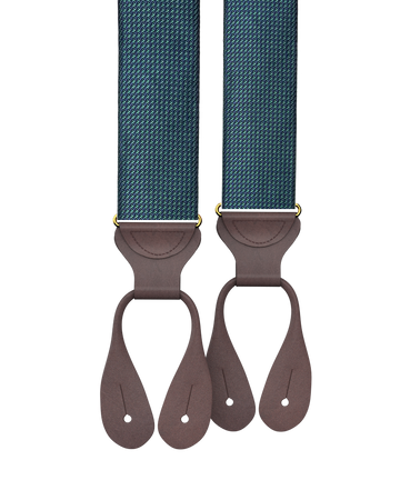 Fowler Puppytooth Silk Suspenders - Green - KK & Jay Supply Co.