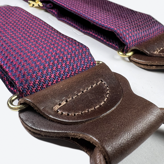 Fowler Puppytooth Silk Suspenders - Red - KK & Jay Supply Co.