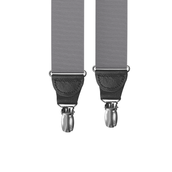 Grey Grosgrain Clip-on Suspenders - KK & Jay Supply Co.