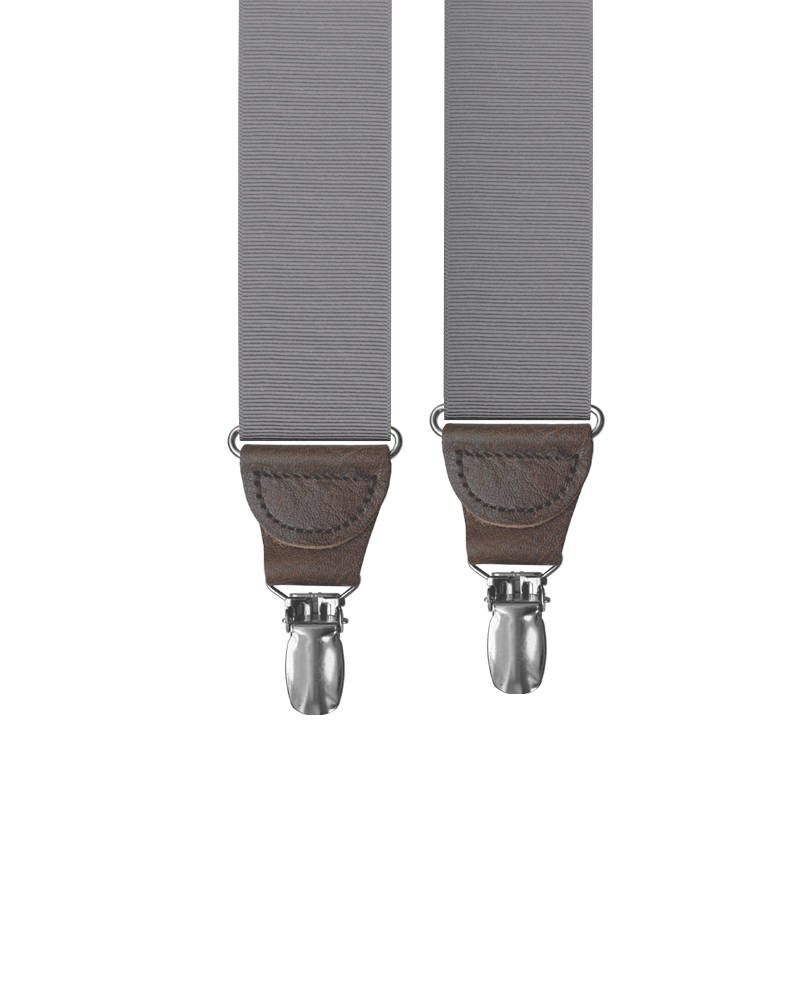 Grey Grosgrain Clip-on Suspenders - KK & Jay Supply Co.