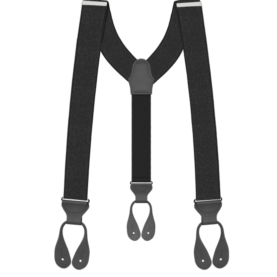 *New Limited Edition<br>Herringbone Black Suspenders - KK & Jay Supply Co.