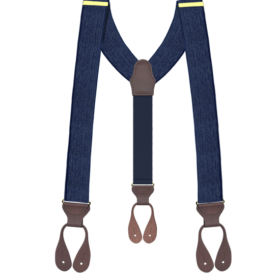 *New Limited Edition<br>Herringbone Navy Suspenders - KK & Jay Supply Co.