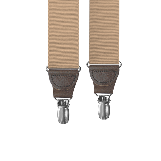 Khaki Grosgrain Clip-on Suspenders - KK & Jay Supply Co.