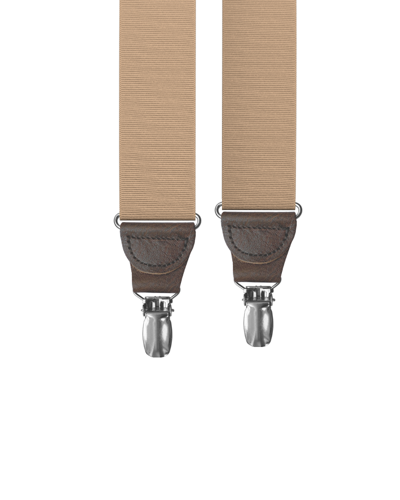 Khaki Grosgrain Clip-on Suspenders - KK & Jay Supply Co.