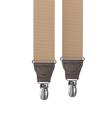Khaki Grosgrain Clip-on Suspenders - KK & Jay Supply Co.