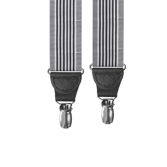 Kingsbridge Black Stripe Clip-on Suspenders - KK & Jay Supply Co.