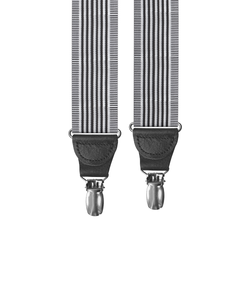 Kingsbridge Black Stripe Clip-on Suspenders - KK & Jay Supply Co.