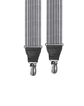 Kingsbridge Black Stripe Clip-on Suspenders - KK & Jay Supply Co.