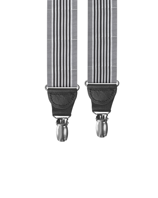 Kingsbridge Black Stripe Clip-on Suspenders - KK & Jay Supply Co.