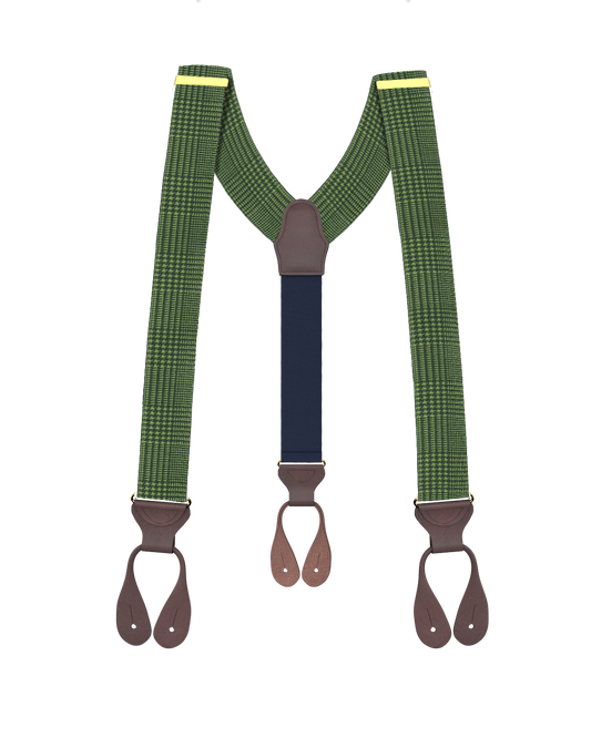 Pre-Order: Limited Edition<br>Glen Check Green Suspenders - KK & Jay Supply Co.