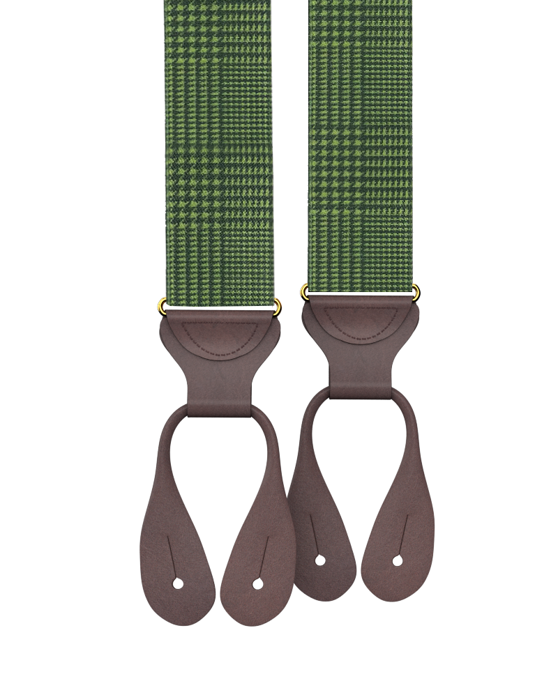 Pre-Order: Limited Edition<br>Glen Check Green Suspenders - KK & Jay Supply Co.