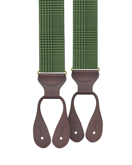 Pre-Order: Limited Edition<br>Glen Check Green Suspenders - KK & Jay Supply Co.