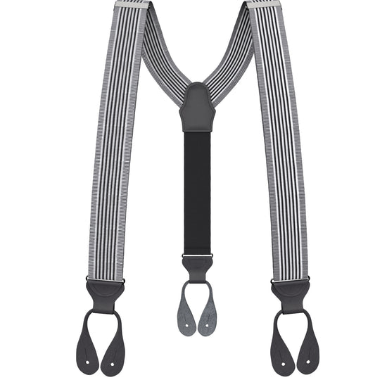 Kingsbridge Black Stripe Suspenders - KK & Jay Supply Co.