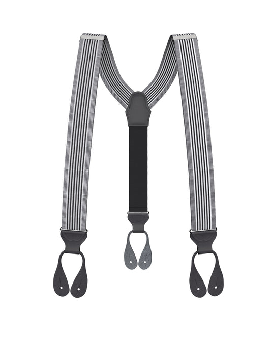 Kingsbridge Black Stripe Suspenders - KK & Jay Supply Co.