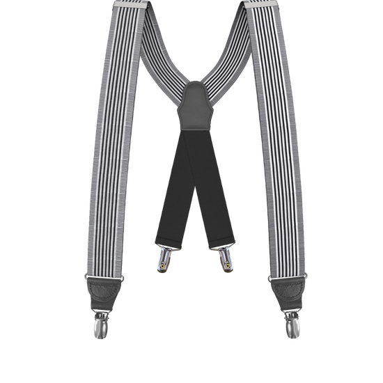 Kingsbridge Black Stripe Clip-on Suspenders - KK & Jay Supply Co.