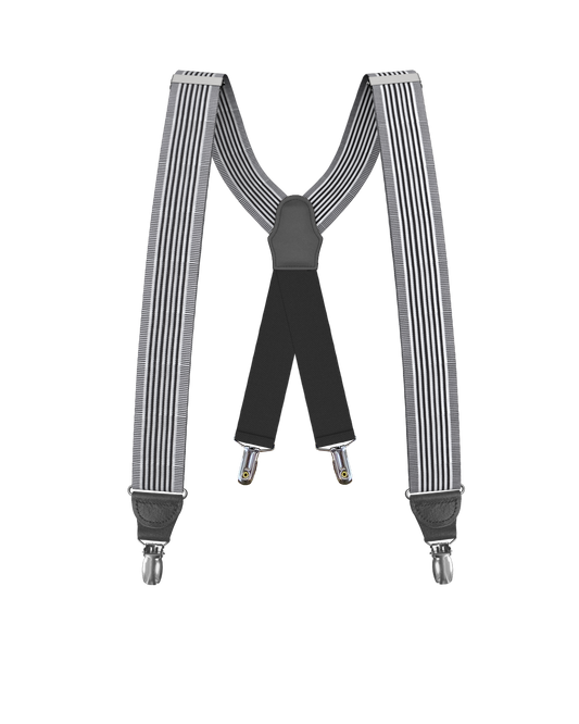 Kingsbridge Black Stripe Clip-on Suspenders - KK & Jay Supply Co.