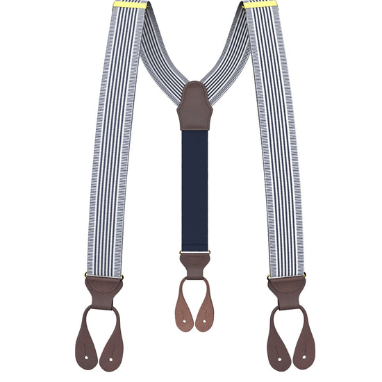 Kingsbridge Navy Stripe Suspenders - KK & Jay Supply Co.
