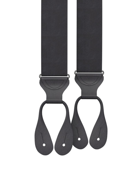 Premium Silk Suspenders - Black Satin Charmeuse (Long)