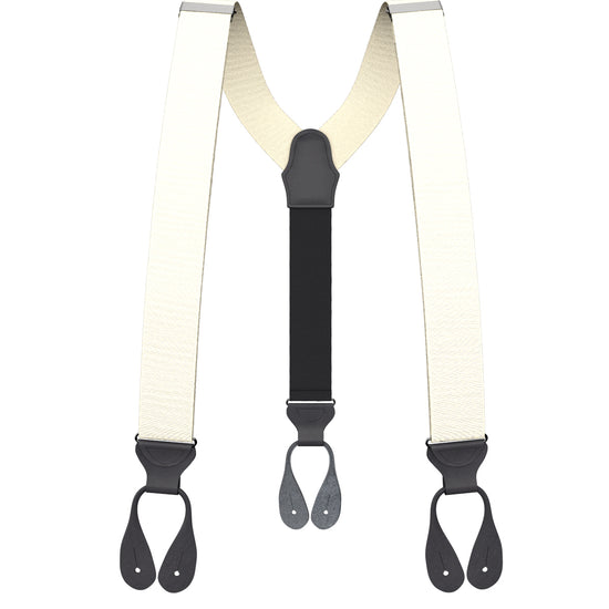 Ivory Grosgrain Suspenders - KK & Jay Supply Co.