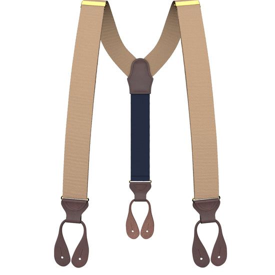 Khaki Grosgrain Suspenders - KK & Jay Supply Co.
