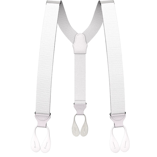 White Grosgrain Suspenders - KK & Jay Supply Co.