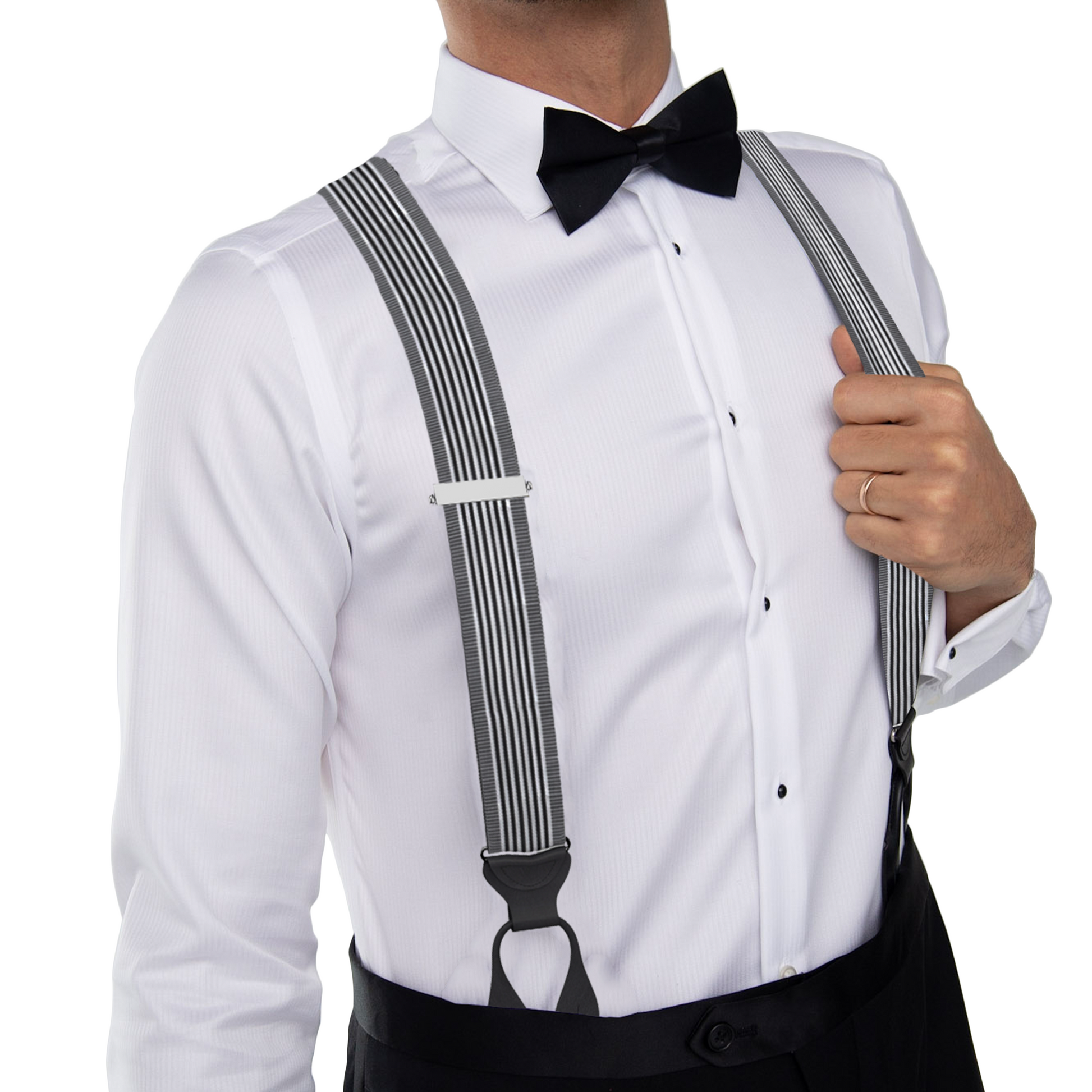 Kingsbridge Black Stripe Suspenders - KK & Jay Supply Co.