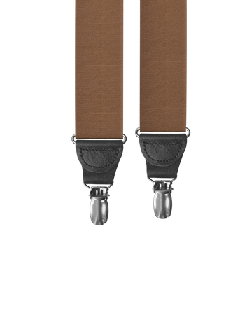 Light Brown Grosgrain Clip-on Suspenders - KK & Jay Supply Co.