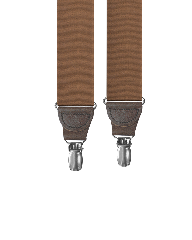 Light Brown Grosgrain Clip-on Suspenders - KK & Jay Supply Co.